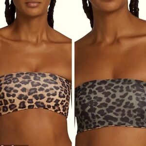 NWT Good American Better Reversible Leopard Bandeau bikini top